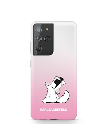 Véritable KARL LAGERFELD Case KLHCS21LCFNRCPI pour Samsung S21 Ultra (Choupette Fun / rose)