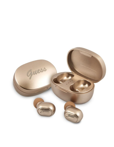 Ecouteurs Bluetooth Stereo TWS GUESS V5.0 4H MUSIC TIME + station d"accueil or ( GUTWST30GO )