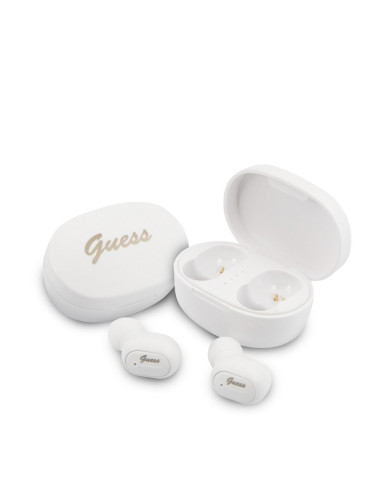 Ecouteurs Bluetooth Stereo TWS GUESS V5.0 4H MUSIC TIME + station d"accueil blanc ( GUTWST30WH )