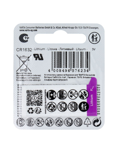 VARTA Pile au lithium CR1632 3V 1 pc