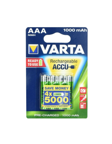 RECHARGEABLE ACCU VARTA R3 1000 mAH (AAA) 4 pcs ready to use