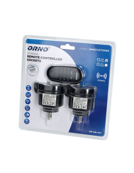 ORNO Set de prises sans fil IP44 télécommande 2+1 mini (OR-GB-441)