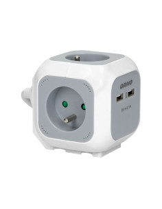 Cube d'extension 4x2P+Z, 2xUSB, 1,4m blanc-gris (OR-AE-13144)