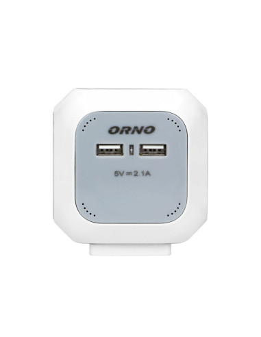 Cube d'extension 4x2P+Z, 2xUSB, 1,4m blanc-gris (OR-AE-13144)