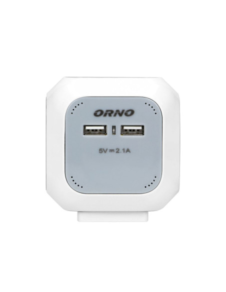 Cube d'extension 4x2P+Z, 2xUSB, 1,4m blanc-gris (OR-AE-13144)