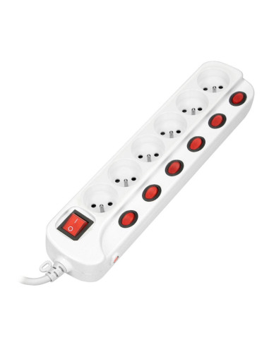 Multiswitch powerstrip with independent ON/OFF switches for 6 sockets, cable 3x1mm², 1.5m long (OR-AE-13162/1,5M)