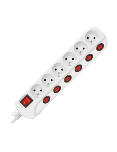 Multiswitch powerstrip with independent ON/OFF switches for 6 sockets, cable 3x1mm², 1.5m long (OR-AE-13162/1,5M)