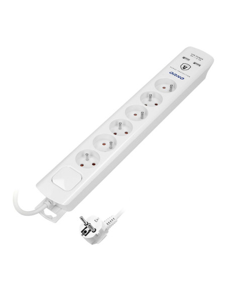 Bloc multiprises 6x2P+Z,2xUSB,3x1.0 3m blanc (OR-AE-13163/3M)