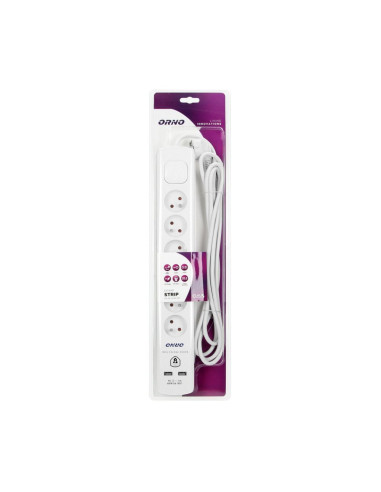 Bloc multiprises 6x2P+Z,2xUSB,3x1.0 3m blanc (OR-AE-13163/3M)