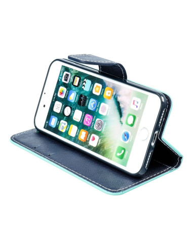 Etui Fancy Book pour SAMSUNG Galaxy S7 (G930) menthe pour bleu marine