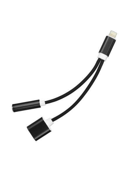 Adaptateur HF/ audio + chargement for Apple iPhone Lightning 8-pin do Jack 3,5mm NOIR