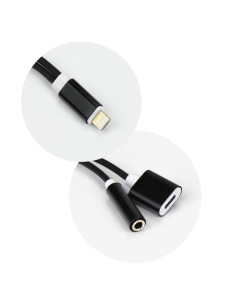 Adaptateur HF/ audio + chargement for Apple iPhone Lightning 8-pin do Jack 3,5mm NOIR 2