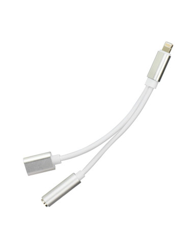Adaptateur HF/ audio + chargement for Apple iPhone Lightning 8-pin do Jack 3,5mm ARGENT