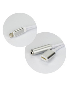 Adaptateur HF/ audio + chargement for Apple iPhone Lightning 8-pin do Jack 3,5mm ARGENT 2