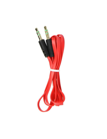 Câble AUX JACK STEREO 3,5mm rouge 1m - plat