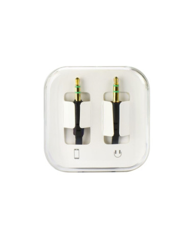 Câble AUX JACK STEREO 3,5mm noir 1m - plat ( boîte)