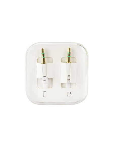 Câble AUX JACK STEREO 3,5mm blanc 1m - plat ( boîte)