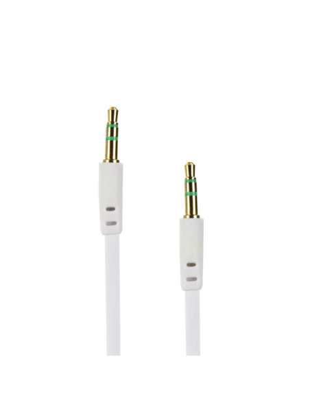 Câble AUX JACK STEREO 3,5mm blanc 1m - plat ( boîte)