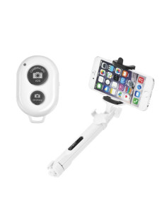 Kit / perche selfie avec télécommande bluetooth tripod - blanc