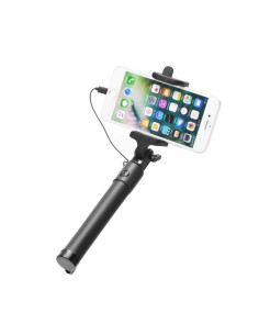 Kit / perche selfie avec télécommande dans le manche LIGHTING compatible avec Iphone - NOIR