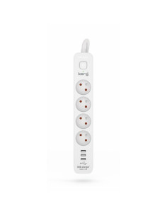 Bloc multiprises 4 prises + 3 x USB A 3×1,5mm² H05VV-F 16A/250V~M02414 3 m blanc