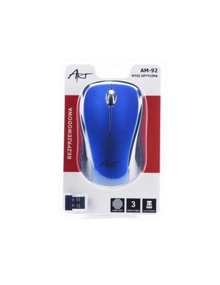 SOURIS OPTIQUE SANS FIL ART USB AM-92 bleu