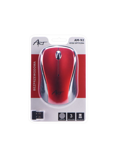 SOURIS OPTIQUE SANS FIL ART USB AM-92 ROUGE
