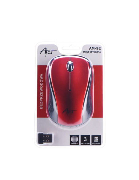 SOURIS OPTIQUE SANS FIL ART USB AM-92 ROUGE