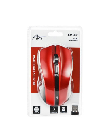 SOURIS OPTIQUE SANS FIL ART USB AM-97 ROUGE