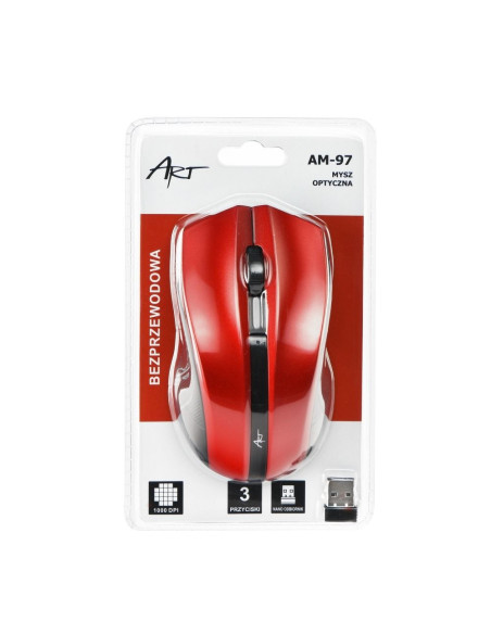 SOURIS OPTIQUE SANS FIL ART USB AM-97 ROUGE