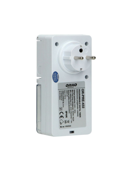 Weekly digital timer with LCD display, IP44 (OR-PRE-432)
