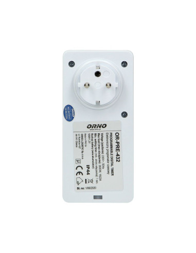 Weekly digital timer with LCD display, IP44 (OR-PRE-432)