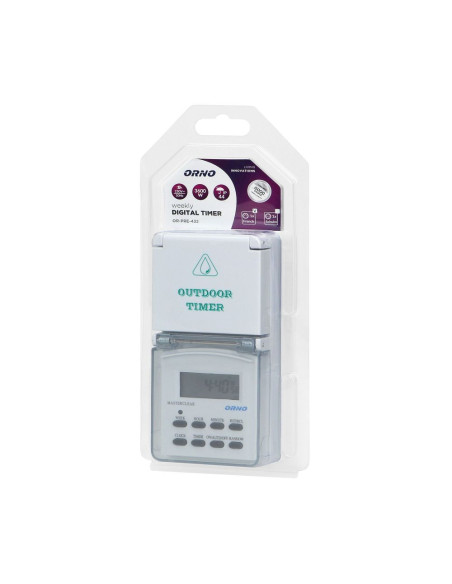 Weekly digital timer with LCD display, IP44 (OR-PRE-432)