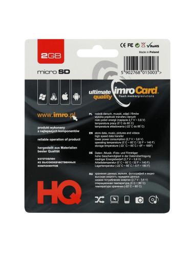 CARTE MEMOIRE IMRO microSD 2GO avec adaptateur SD