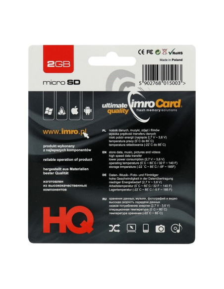 CARTE MEMOIRE IMRO microSD 2GO avec adaptateur SD