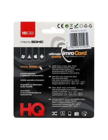 CARTE MEMOIRE IMRO microSD 16GO classe 10 UHS sans adaptateur SD