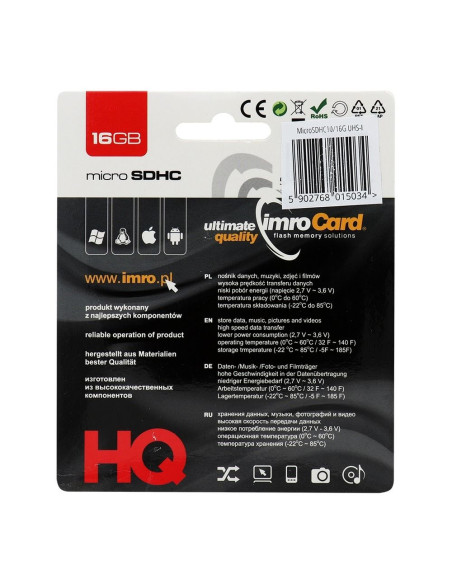 CARTE MEMOIRE IMRO microSD 16GO classe 10 UHS sans adaptateur SD