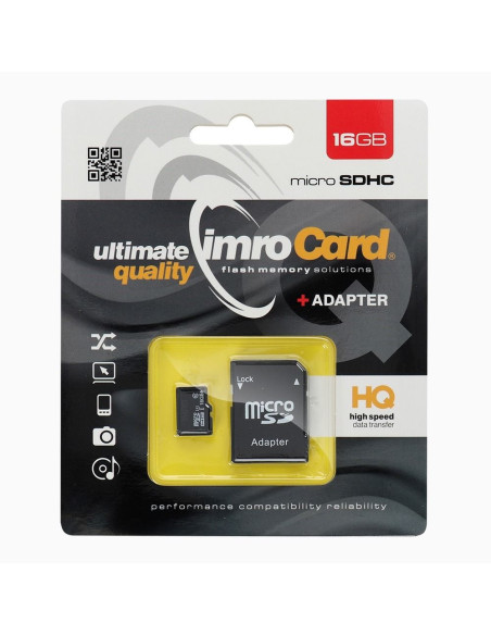 CARTE MEMOIRE IMRO microSD 16GO classe 10 UHS avec adaptateur SD