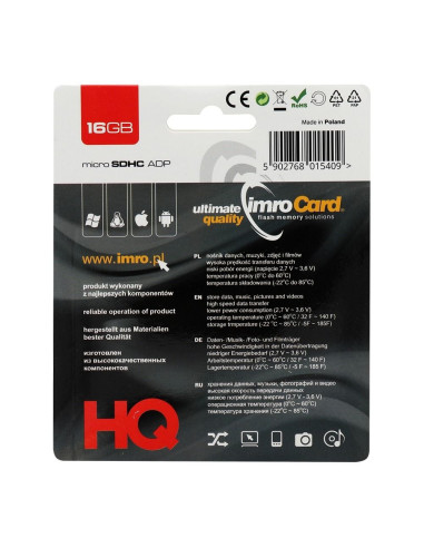 CARTE MEMOIRE IMRO microSD 16GO avec adaptateur SD