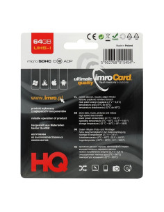 CARTE MEMOIRE IMRO microSDHC 64 GO CLASSE 10 UHS avec adaptateur 2