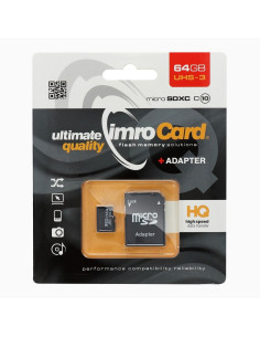 Carte Mémoire IMRO microSD 64GB CLASS 10 UHS 3 100MB/s avec adaptateur SD
