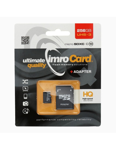 Carte Mémoire IMRO microSD 256GB CLASS 10 UHS 3 100MB/s avec adaptateur SD