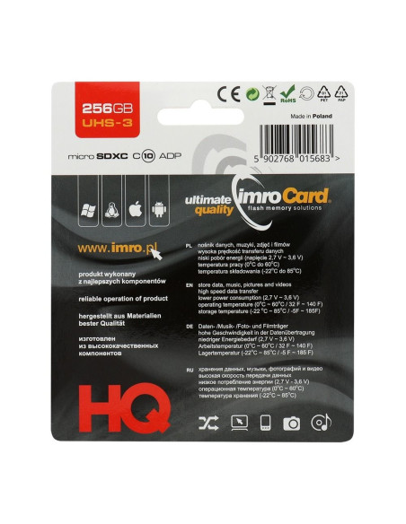 Carte Mémoire IMRO microSD 256GB CLASS 10 UHS 3 100MB/s avec adaptateur SD