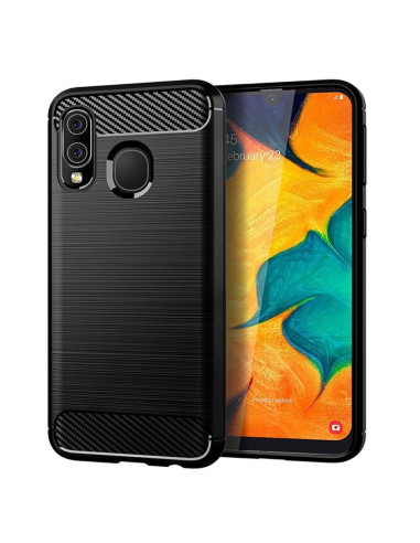 COQUE FORCELL- CARBON pour SAMSUNG Galaxy A40 NOIR