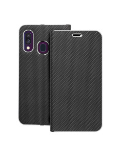 Etui LUNA Carbon pour SAMSUNG A40 noir