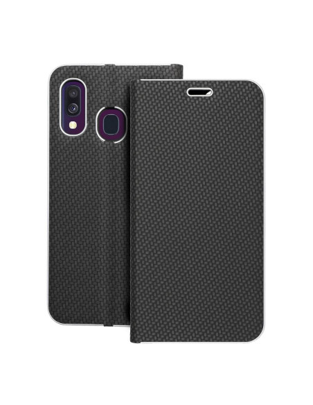 Etui LUNA Carbon pour SAMSUNG A40 noir