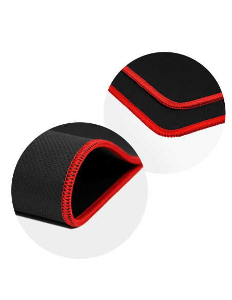 Tapis de souris gaming 300x240x3mm / noir / coutures rouge