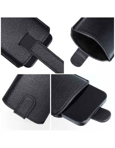 Slim Kora 2 Universal Leather Coque - pour Iphone 12 / 12 PRO / Samsung Note /Note 2/Note 3 noir