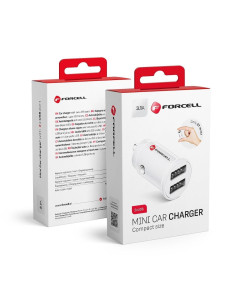 Chargeur voiture FORCELL Mini 2xUSB 3,1A blanc CC-SJ02