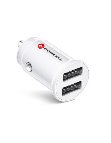 Chargeur voiture FORCELL Mini 2xUSB 3,1A blanc CC-SJ02